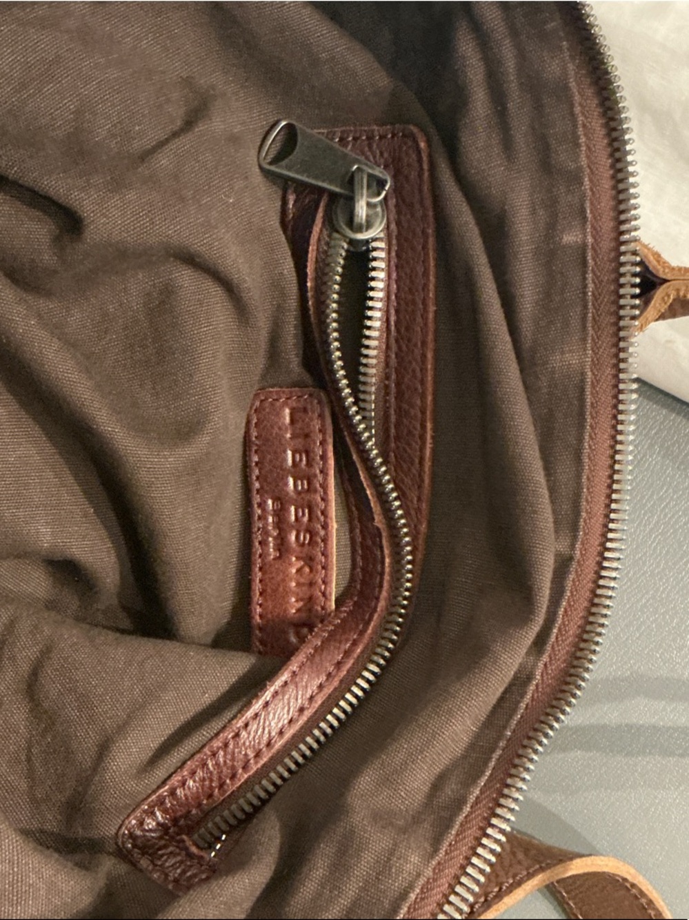 Liebeskind Tri-Tone Leather Satchel in Rust, Tan and Dark Brown - Picture 4 of 8